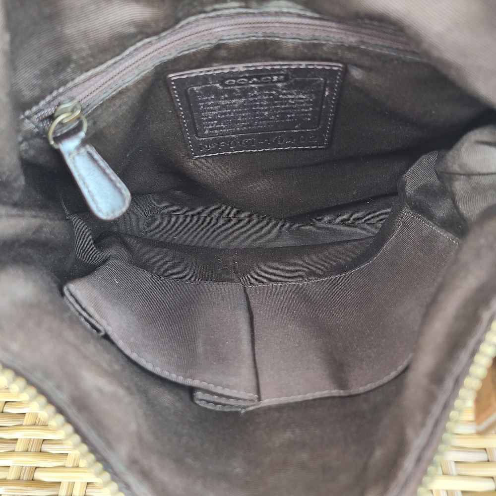Coach 10402 Signature Jacquard Canvas Leather Brown Crossbody Shoulder Bag - Picture 13 of 16